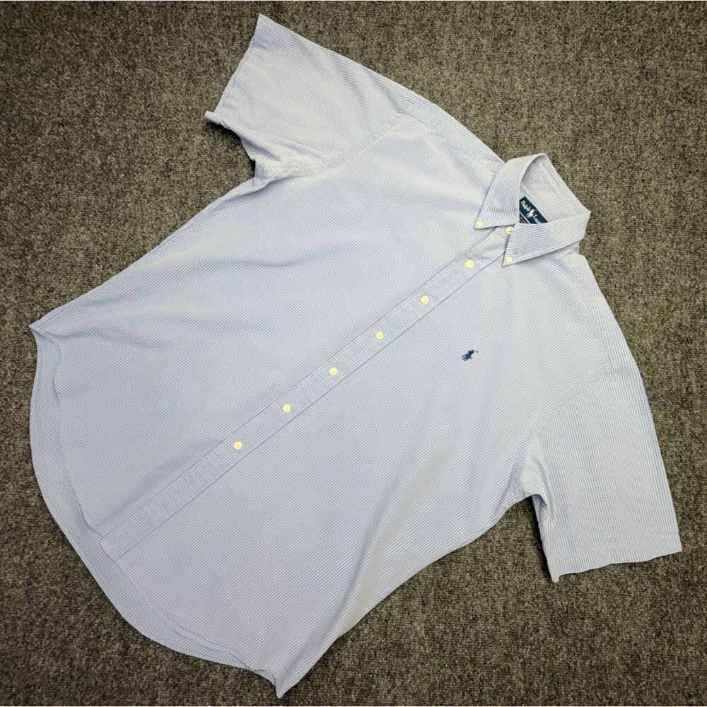 Vintage Polo Ralph Lauren Blake Shirt Mens L Blue Check Made In Hong Kong Cotton